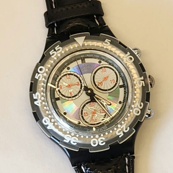 Swatch Watch BLACK RUDDER SBB100 1993 AQUACHRONO NON WORKING COLLECTORS DISPLAY - Picture 3 of 9